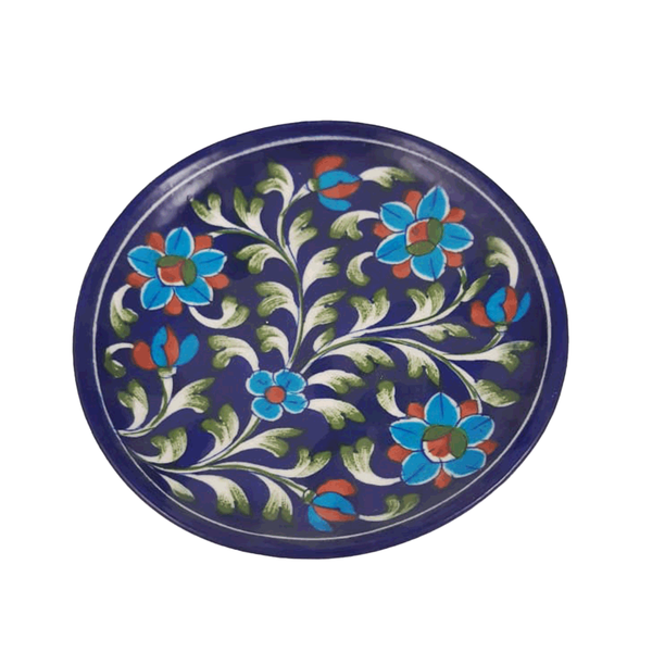 Snack Plate Floral Blue - Min Ayn Home Home Decoration