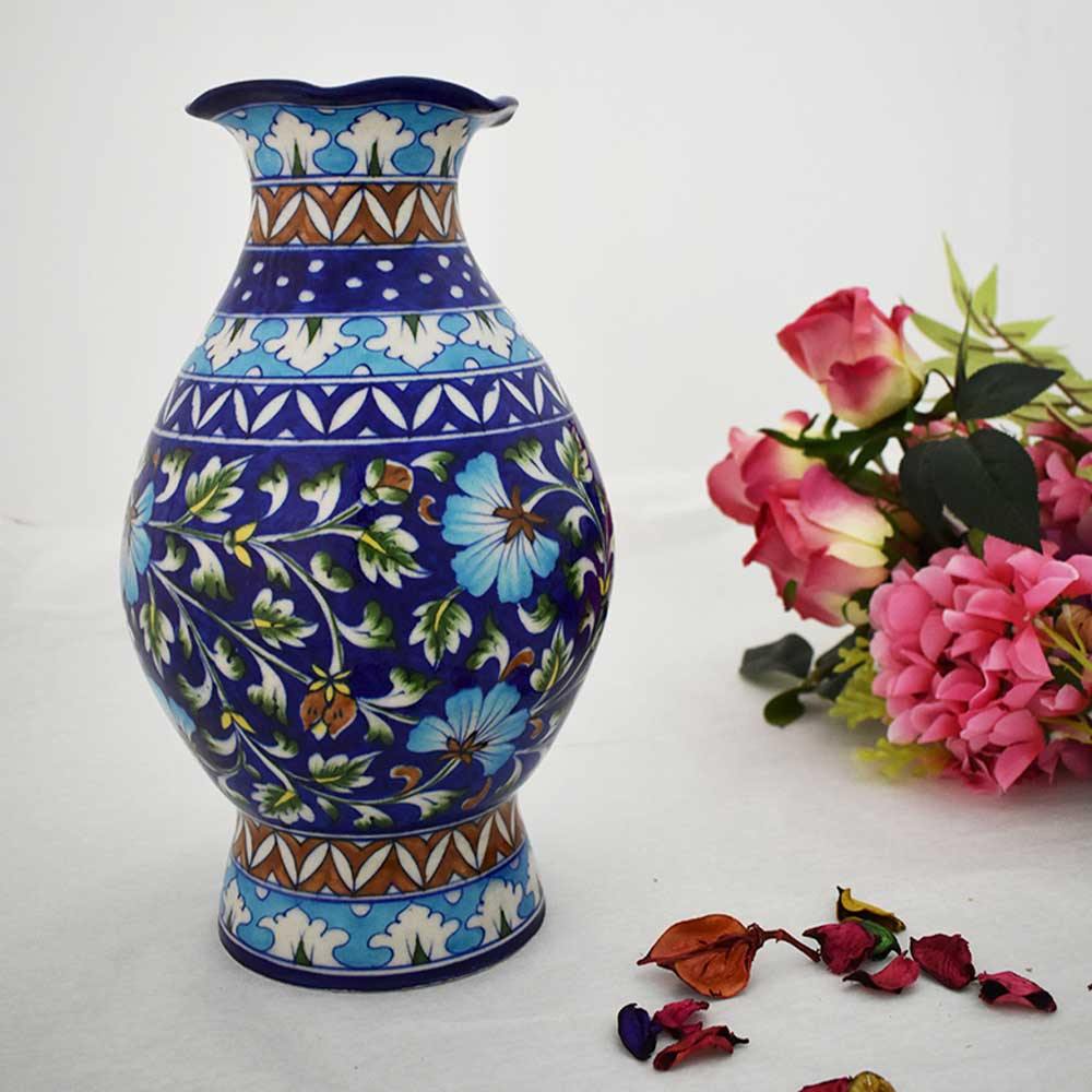 Blue Floral Vase - Min Ayn Home Home Decoration