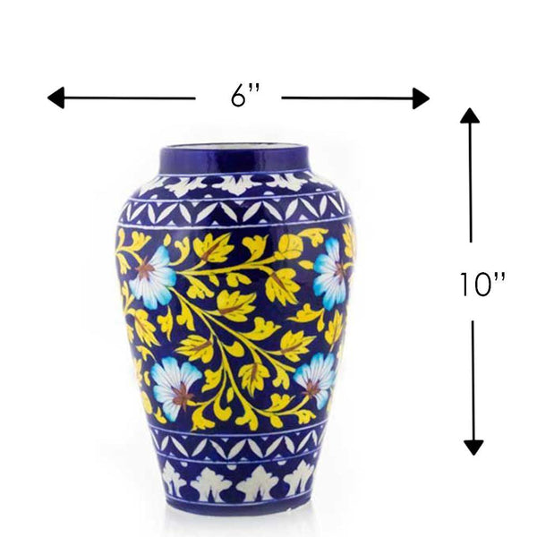 Blue Pottery Vase Floral - Min Ayn Home Home Decoration
