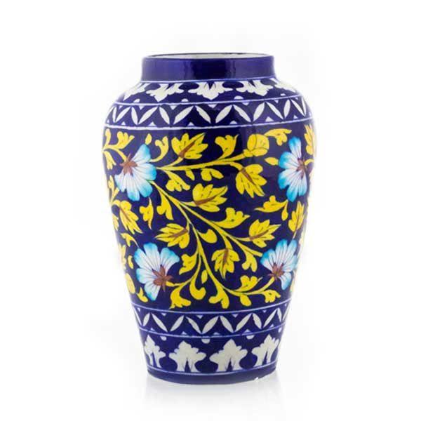 Blue Pottery Vase Floral - Min Ayn Home Home Decoration
