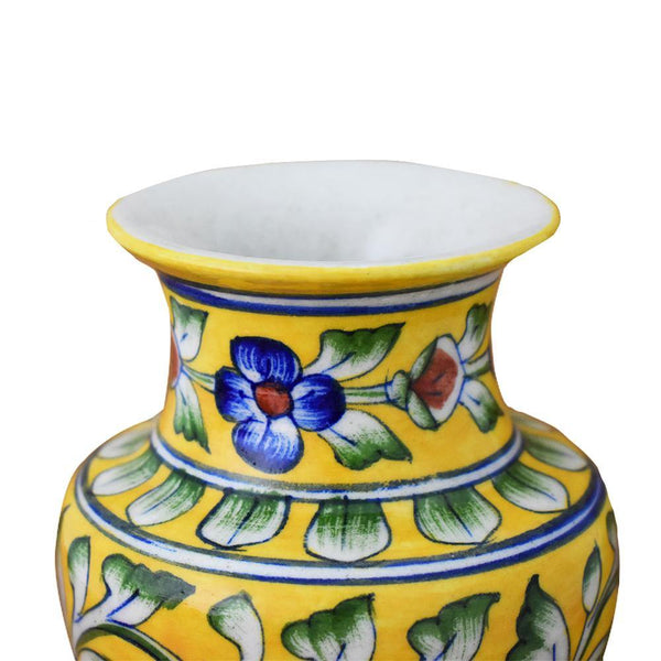 Blue Pottery Yellow Vase - Min Ayn Home Home Decoration