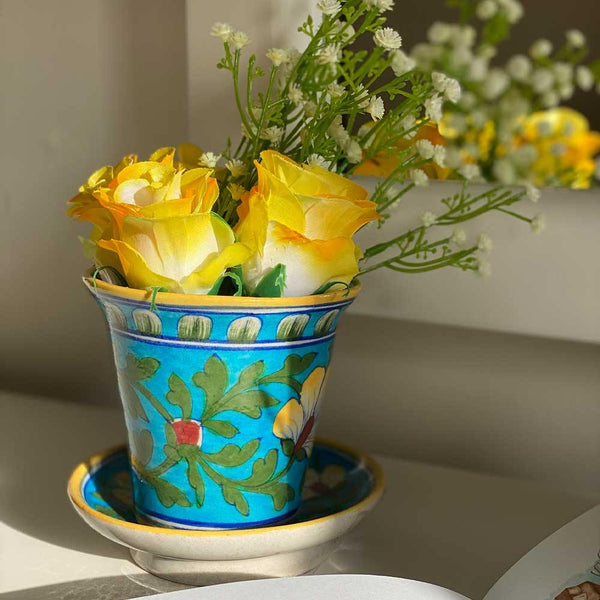 Ceramic Floral Planter - Min Ayn Home Home Decoration