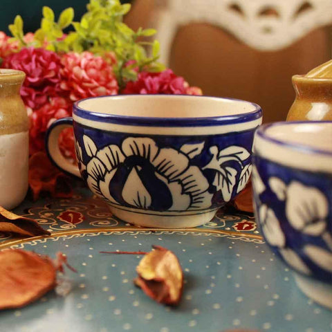 Blue Tea Cups Set of 6 - Min Ayn Home Home Decoration