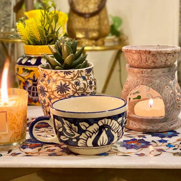Blue Tea Cups Set of 6 - Min Ayn Home Home Decoration